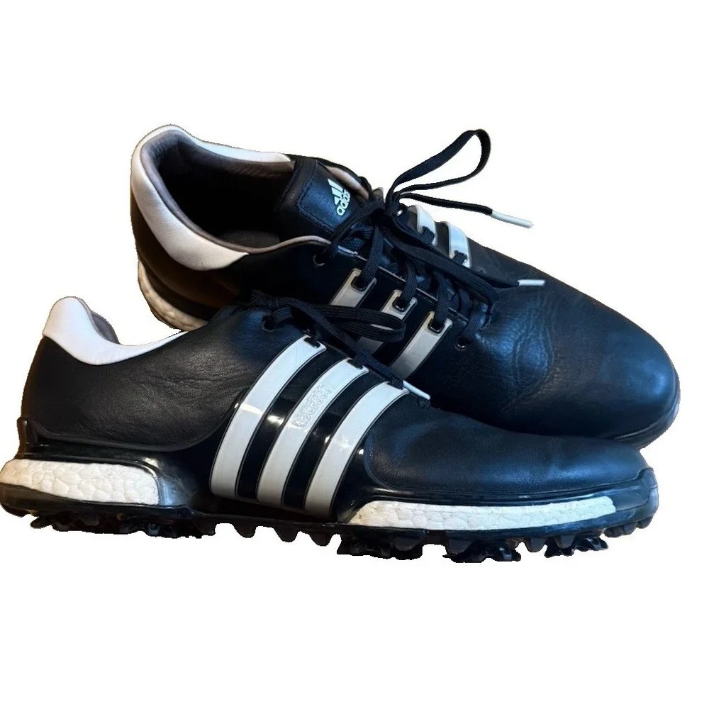 Adidas Tour 360 Boost Golf Leather Shoes Mens Size US 12 Black White 791001